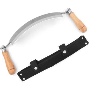 Draw Knife, Curved Debarking Tool No Assembly Required, Overall 16"/ 10" Blade,1065 Manganese Steel, Ergonomic Solid Wood Handle Draw Knife Woodworking Tool