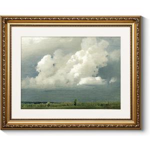 ARPEOTCY Vintage Gold Framed Pictures Wall Art, Nature Storm Clouds Paintings, Canvas Prints Artwork with Antique Frame, Victorian Wall Pictures Decor for Living Room Bedroom, 13x16 inch