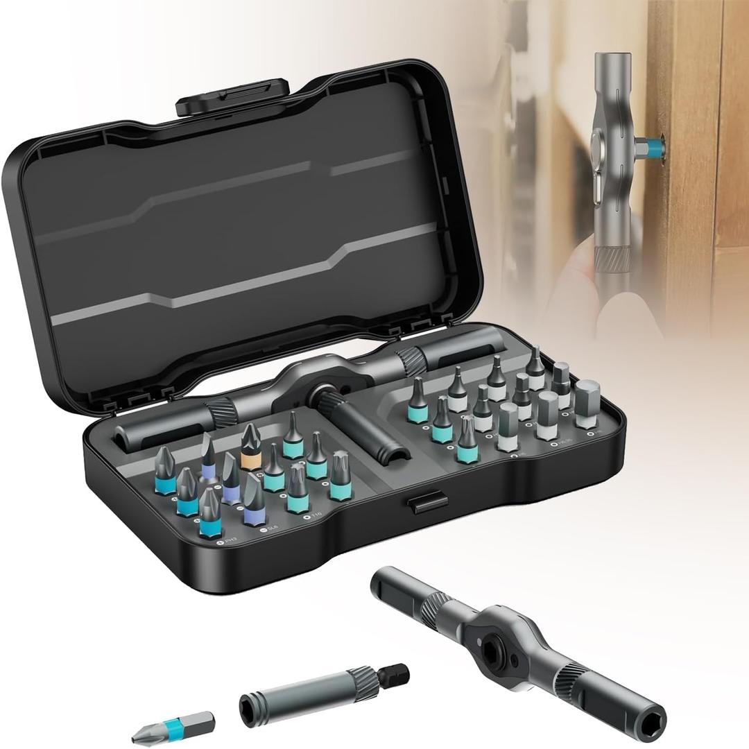 Ratchet Magetic Screwdriver Set: S2 Steel Precision Screwdriver Set - Removable Self Assembly Screwdriver Kit for Furniture Assembly and Repair - Gift for DIYer