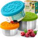 TAVVA Stainless Steel Lunch Containers for Kids [12oz/ 7oz/ 3oz] - BPA-Free Metal Lunchbox with Leakproof Silicone Lids - Lunch Box for Kids - Small Snack Food Containers with Lids - Dishwasher Safe (Lagoon)