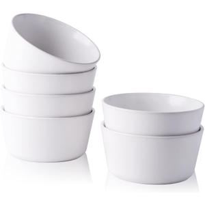 AmorArc Stoneware Cereal Bowls Set for Kitchen, 26 ounce Ceramic Soup Bowls Set of 6 for Snacks Soup Cereal Breakfast, Chip-Resistant Bowls, Matte white