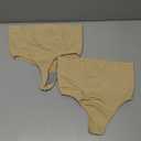 Dulchany Thong Shapewear Tummy Control Underwear for Women Seamless Body Shaper Panties (Medium, 2 Pack-beige-mid Waisted)