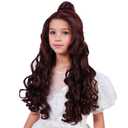 Brown Wig for Kids Child Brown Wavy Curly Wigs Girls Brown Wigs with a Bun Kids Hailoween Paty Cosplay Wig