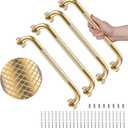 4 Pack 16 Inch Shower Grab Bar, YuanDe Gold Bathroom Grab Bar Handle w/Anti-Slip Knurled Grip, Stainless Steel Bath Balance Bar, 1" Diameter Safety Hand Rail Support,Handicap Injury Elderly Senior