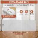 Upgrade Retractable Baby Gates Extra Wide(120" W x 42" H), 120 inch Reinforced Retractable Dog Gate to Prevent Crawling Through, Retractable Gate Outdoor/Indoor, Real One-Handed Operation, White