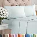 Queen Size 4 Piece Sheet Set - Comfy Breathable & Cooling Sheets - Hotel Luxury Bed Sheets for Women & Men - Deep Pockets, Easy-Fit, Extra Soft & Wrinkle Free Sheets - Ice Blue Oeko-Tex Bed Sheet Set