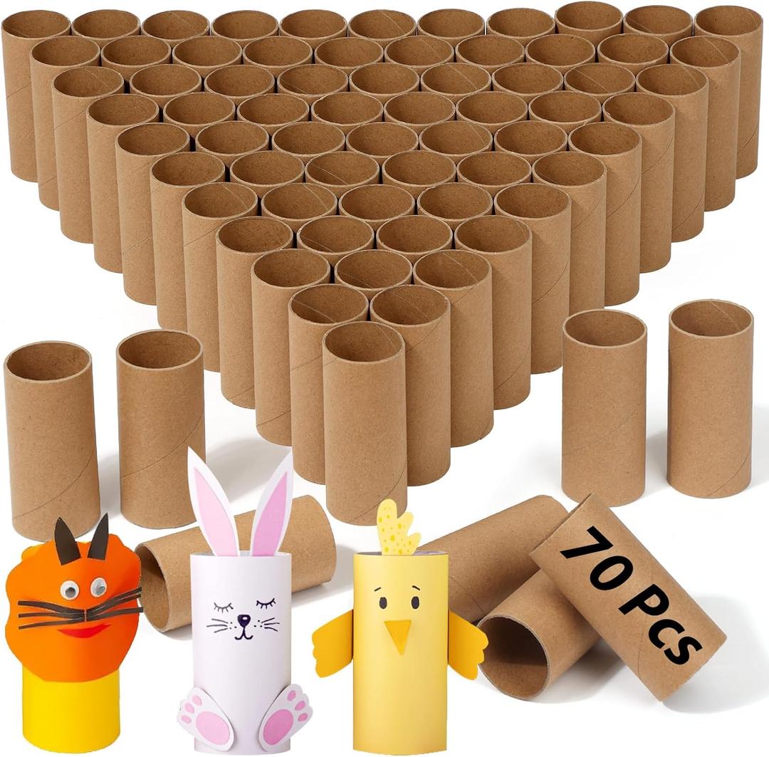 MAPVOLUT 70 Pieces Cardboard Tubes for Crafts, Brown Kraft Toilet Paper Rolls for Crafts - 1.5 x 3.2 Inches Strong and Pressure-Resistant Tubes for Crafts Supplies Painting DIY Art