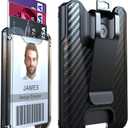 LIUGX Badge Holder, ID Card Holder with Metal Clip - Durable Polycarbonate (Holds 1 to 4 Cards), Portable Wallet for Office, Laborer, Police, Work, Black