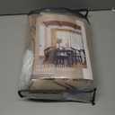 105 Inch Long Linen Pinch Pleated Light Filtering Semi Sheer Curtains for Sliding Glass Doors Custom Memory Shape Pinch Pleat Drapes with Hooks Rings Back Tab for Living Dining Room Beige Tan 1 Panel