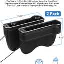 Shademax RGB Color Changing LED Car Seat Gap Filler Organizer Console Side Seat Gap Storage Box with Cup Holders and USB Chargers for Car Interior Accessories (2 Pack)
