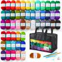 Inscraft 52 Acrylic Yarn Skeins, 1820 Yards 52 Colors, 2 Crochet Hooks, 2 Weaving Needles, 10 Stitch Markers, 1 Bag, for Crocheting & Knitting, Gift Beginners and Adults