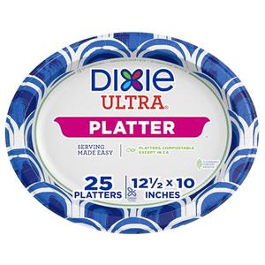 Dixie Ultra Disposable Paper Platters, 10" x 12.5", 18 Count – Durable, Sturdy Design