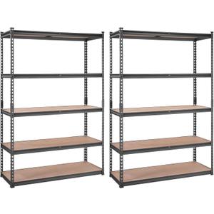 VEVOR Storage Shelving Unit, 5-Tier Adjustable, 2000 lbs Capacity, Heavy Duty Garage Shelves Metal Organizer Utility Rack, 2 Pack, 48" L x 18" W x 72" H