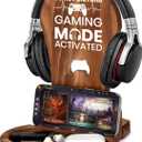 Valentines Day Gamer Gifts for Teenage Boys Men, Gaming Headphone Stand for Men, Gaming Room Decor Wooden Headset Holder, Son Boyfriend Husband Game Lover Gifts -Don't Disturb Gaming Mode Activated