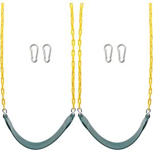 Sunnyglade 2PCS Swings Seats Heavy Duty with 66" Chain, Playground Swing Set Accessories Replacement with Snap Hooks, Support 250lb (2, Green)
