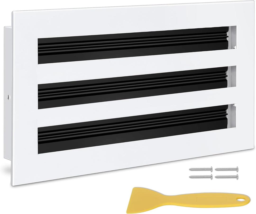 12x6 Modern AC Vent Cover, Decorative White Air Vent (Duct Opening Cutout), All Aluminium Standard Linear Slot Diffuser, Low Noise - Register Grille for Ceiling, Walls & Floors