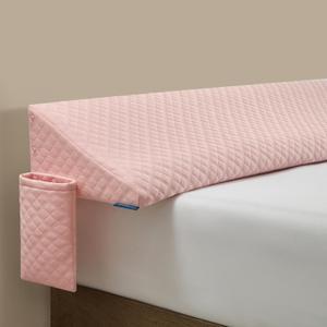 Aeropostale Foam-Filled Bed Wedge Pillow for Twin Beds  Dorm, Kids & Teen Rooms  Headboard Gap Filler with Side Pocket for Bedside Essentials, Blush
