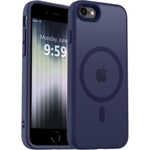 MOCCA Strong Magnetic for iPhone SE Case 2022/iPhone SE 2020 Case/iPhone 7 Case/iPhone 8 Case [Compatible with Magsafe] Slim Thin Translucent Matte Protective Cover Phone Case 4.7'', Deep Blue