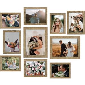 LUCKYLIFE Picture Frame Set 10-Pack, Gallery Wall Frame Collage with 8x10 5x7 4x6 Frames in Natural Woodgrain Finishes LUCKYLIFE Picture Frame Set 10-Pack, Gallery Wall Frame Collage with 8x10 5x7 4x6 Frames in Natural Woodgrain Finishes