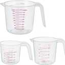 2 x DTDNZKN 3 Pack Measuring Cup Set, Includes 250Ml (1-Cup), 500Ml (2-Cup) and 1000Ml (4-Cup) Plastic Liquid Measuring Cups- Baking, Cooking, Mixing & Measuring Cups, Essential Kitchen Tools
