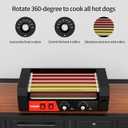 Hot Dog Roller 5 Rollers 12 Hot Dogs Capacity, 750W Stainless Commercial Sausage Grill Cooker Machine with Dual Temp Control,Removable Drip Tray for Party Home Commercial (5 Roller)