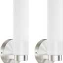 TETOTE Brushed Nickel Wall Sconces Set of Two Modern Bathroom Wall Light Fixtures Farmhouse Wall Lights with Frosted Glass Shade for Mirror Bedroom Living Room (2 Packs)