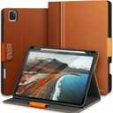 KingBlanc PU Leather Case for iPad Pro 11 inch 4th/3rd/2nd/1st Generation | 2022/2021/2020/2018 Cover with Pencil Holder, Multi-Angle Stand for Viewing/Typing, Magnetic Closure, Auto Sleep/Wake, Brown