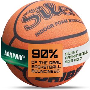 Silent Basketball. 2025 Pro PU Dribble Dream Foam Basketball, Quiet Dribbling Indoor Ball for Training Home & Indoor Activities - Official Size 7 (29.5") with Ball Sleeve.