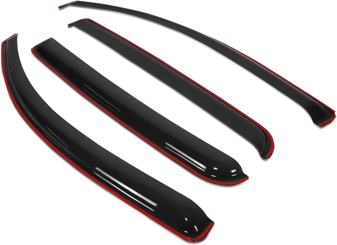 DNA MOTORING Set of 4 Tape-On Window Visor Deflector Rain/Sun Guard Compatible with 16-23 Toyota Tacoma Double (Extended) Cab, WVS-255