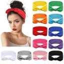Huachi 12 Pack Bow Headbands for Women Headwraps Hair Band Knotted Headband Rabbit Ears Stretchy Turban Head Wraps Fashion Christmas Headbands Sport Cute Hair Accessories (Bright Candy Style)