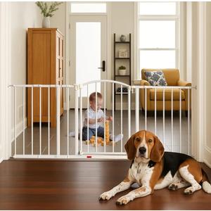Baby Gate for Stairs, 28"-51.5" Adjustable Width, 27" Height, Dog Gate for Doorways with Pressure & Wall Mount Kits, Baby Safety Gate for Stairs, Doorways, and Indoor Use (white28-51.5",27")