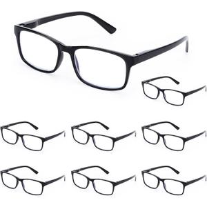 Reading Glasses,8 Pack Reading Glasses Blue Light Blocking for Men Women,Anti Eyestrain/Dryness/UV Lightweight Readers (Black)
