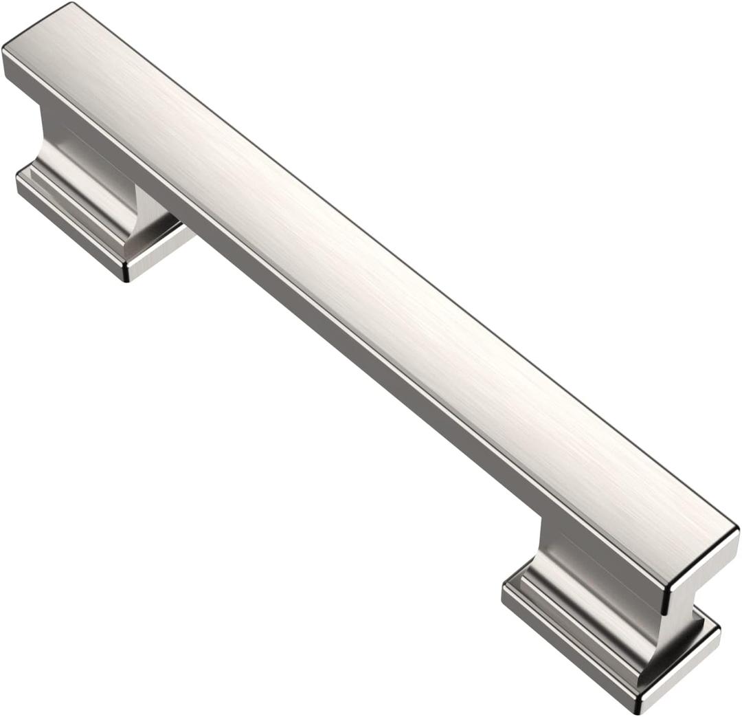 Alzassbg 10 Pack Brushed Satin Nickel Cabinet Pulls, 3-3/4 Inch(96mm) Hole Centers Kitchen Cabinet Handles for Cabinets and Drawers AL3061SN