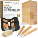 JJ CARE Wood Carving Kit, 24pcs Wood Whittling Kit with 12 SK2 Steel Carving Knives, 10 Basswood Blocks, 1 Grinding Stone & Storage Case, Gift Set for Beginners & Adults