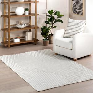 nuLOOM 5' x 7'6" Machine Washable Stain-Resistant Area Rug Medium Profile for Living Room, Bedroom, and Dining Room, Sutton Cream