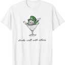 Leprechaun Martini Cocktail St Patrick's Day Womens T-Shirt (Small, White)