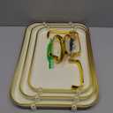 3 Pack Serving Tray with Handles, Stackable Reusable Trays for Serving Food, Plastic Serving Platters for Party, Charcuterie, Fruit, Appetizer, Cream Gold