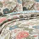 Lush Decor Sydney Reversible Cotton Quilt Set Cotton Bedding, 3 Piece Set, King, Green & Blue - Bedding Set - Blue Floral Quilt - Cottage Decor - Bedding King Size