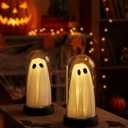 Halloween Decorations Indoor - 2 Pack Light Up Ghost Decor, Glowing Cute Ghost for Home, Tabletop, Mantel, Kitchen Party - Halloween Decor & Holiday Lights (Warm White)
