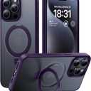 CellEver Strong Magnetic for iPhone 15 Pro Case with Ring Stand [Military Grade Drop Tested] [Compatible with MagSafe] Slim Translucent Matte Phone Case (6.1") - Deep Purple