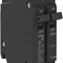 ABB Q-Line THQLT1515 Tandem Circuit Breaker 15A/1P & 15A/1P Dual Circuit Breaker for Single Slot 120/240V, 10 kAIC HACR & SWD Rated Space-Saving Design Plug-in Mount