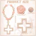 Landical Cross Baptism Silicone Rosary Silicone Ten Year Rosary Baby Shower Baptism Party Supply Catholic First Communion Gift Christian Communion Party Decorations(Rose,Light Pink)