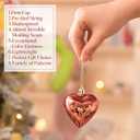 Valery Madelyn 35Pcs Valentines Heart Shaped Ornaments Gift Pack, Christmas Craft Painted Tree Heart Decorations, Pink Rose Gold Christmas Baubles Hanging Party Wedding Anniversary Decor