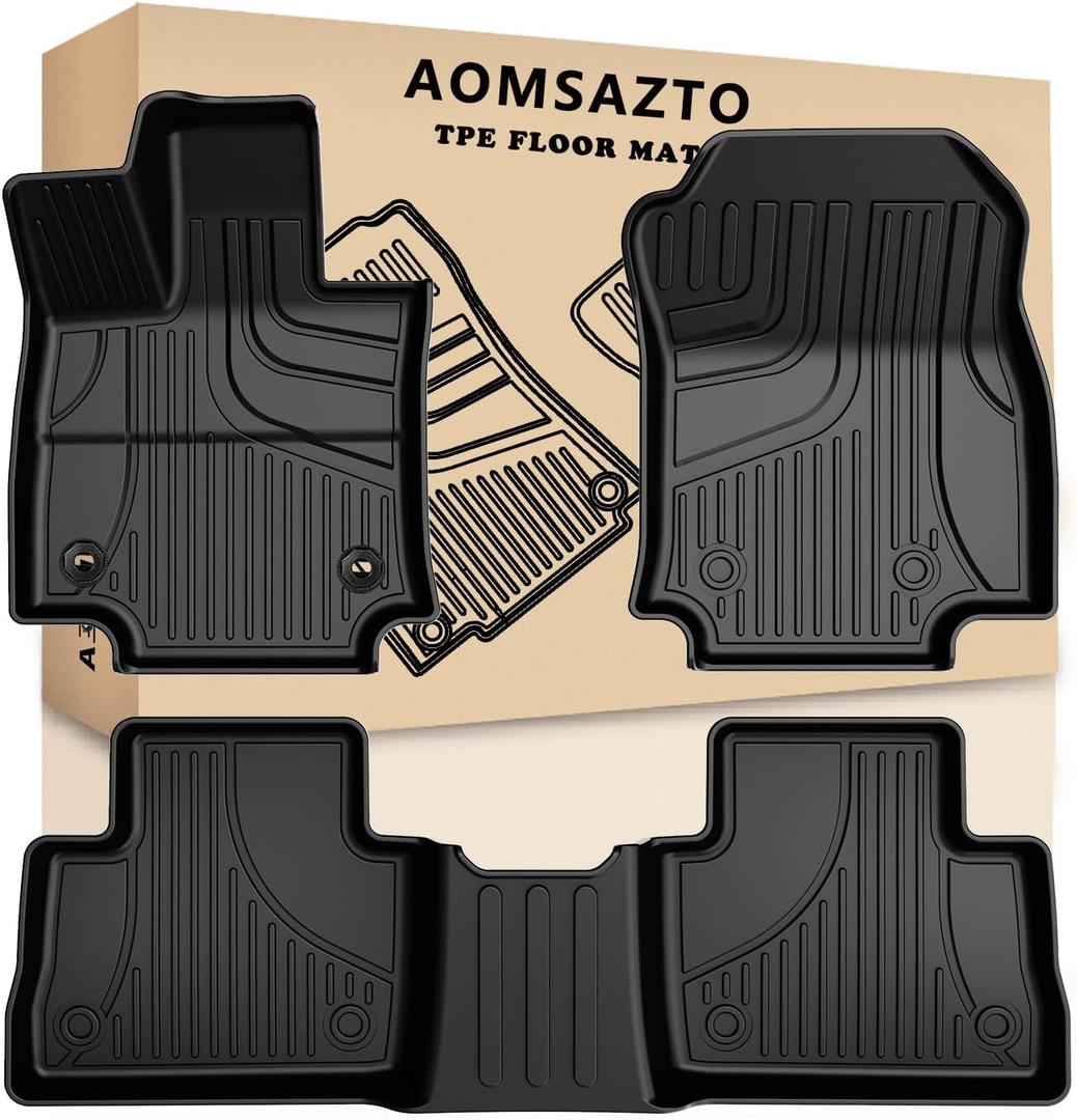 RAV4 Floor Mats AOMSAZTO Floor Liners Fit for Toyota RAV4 2019-2025 (Not Fit Hybrid): All Weather Automotive Floor Mats - 1st & 2nd Row Full Set Rubber Floor Liners - Anti Skid Car Mats