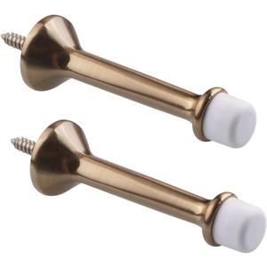 Triumph Hardware 3" inch Heavy Duty Solid Rigid Door Stop with Soft Rubber Tip, Zinc Alloy Metal Solid Door Stopper Protect Wall & Door, (Champagne Bronze)