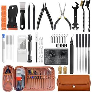 66Pcs 3D Printer Tools Kit with Storage Case, All-in-One Accessories for FDM/SLA Printers - Deburring Tool, Scrapers, Metal Files, Brushes, Hand Drill, Tweezers & More, for Bambu Lab, Ender 3, Kobra