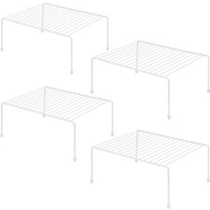 Medium (13.1 x 10.2 Inch) Cabinet Storage Shelf Rack, ShelvesKitchen Counter and Cabinet Shelf, Storage Rack Organizer for Kitchen, Fridge, Cabinet, Bathroom Cupboard& Pantry (4, White)