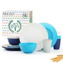 Homienly Premium Wheat Straw Dinnerware Sets, Plates and Bowls Sets,Cups,Alternative to Plastic Plates Service for 4, Dishwasher and Microwave Safe 16 PCS Dish Sets for Home,Camping - Island