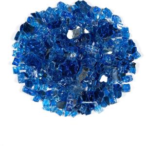 MSI 10 lbs Fire Glass for Propane Fire Pit, 1/2-Inch Reflective Fireplace Glass Rocks for Fire Pit Table, Sapphire Blue