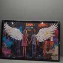 Angel Wings Large Wall Art for Living Room Colorful Graffiti Boy Girl Framed Canvas Wall Decor Banksy Love Pictures Print Painting Modern Home Decoration Large Artwork for Bedroom Bathroom 24"x36"